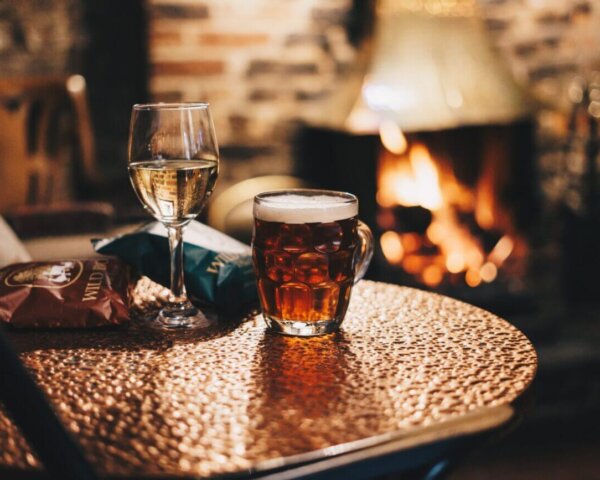 bier en wijn openhaard